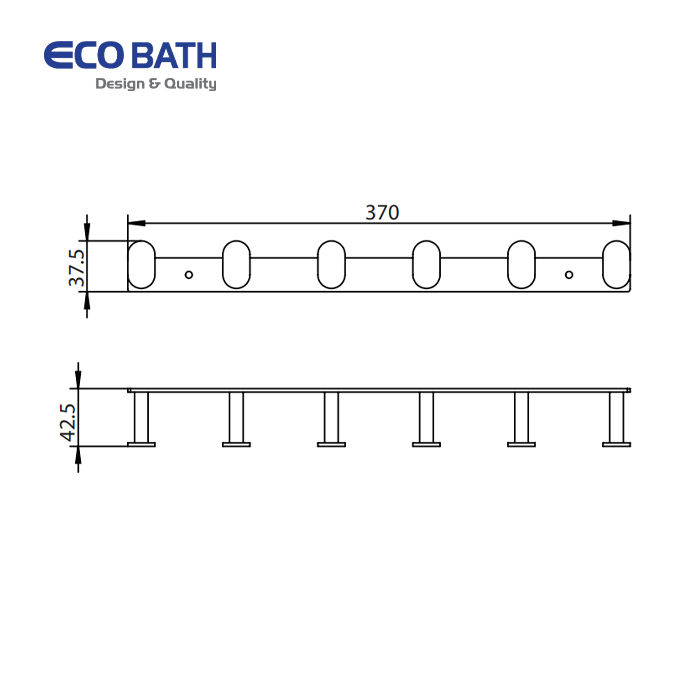 Móc áo Ecobath EC2005-6BU ghi xám