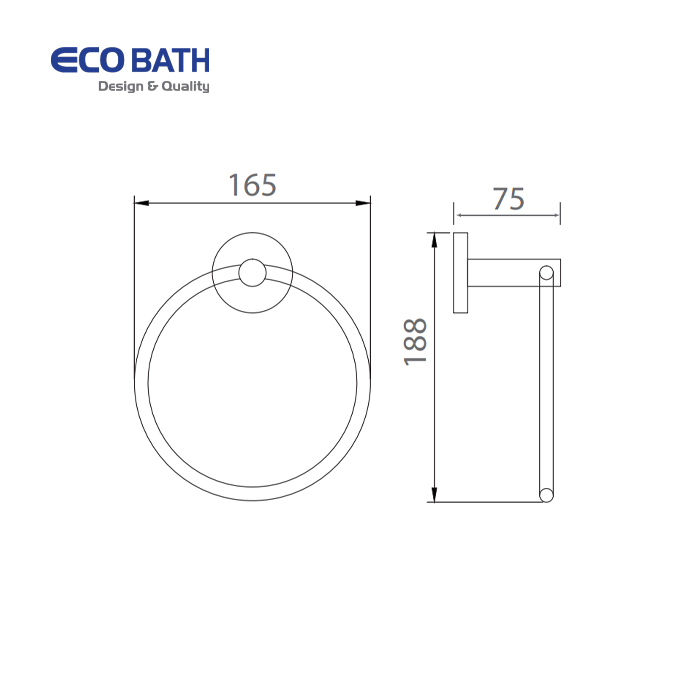 Vòng treo khăn Ecobath EC270-06MB đen mờ