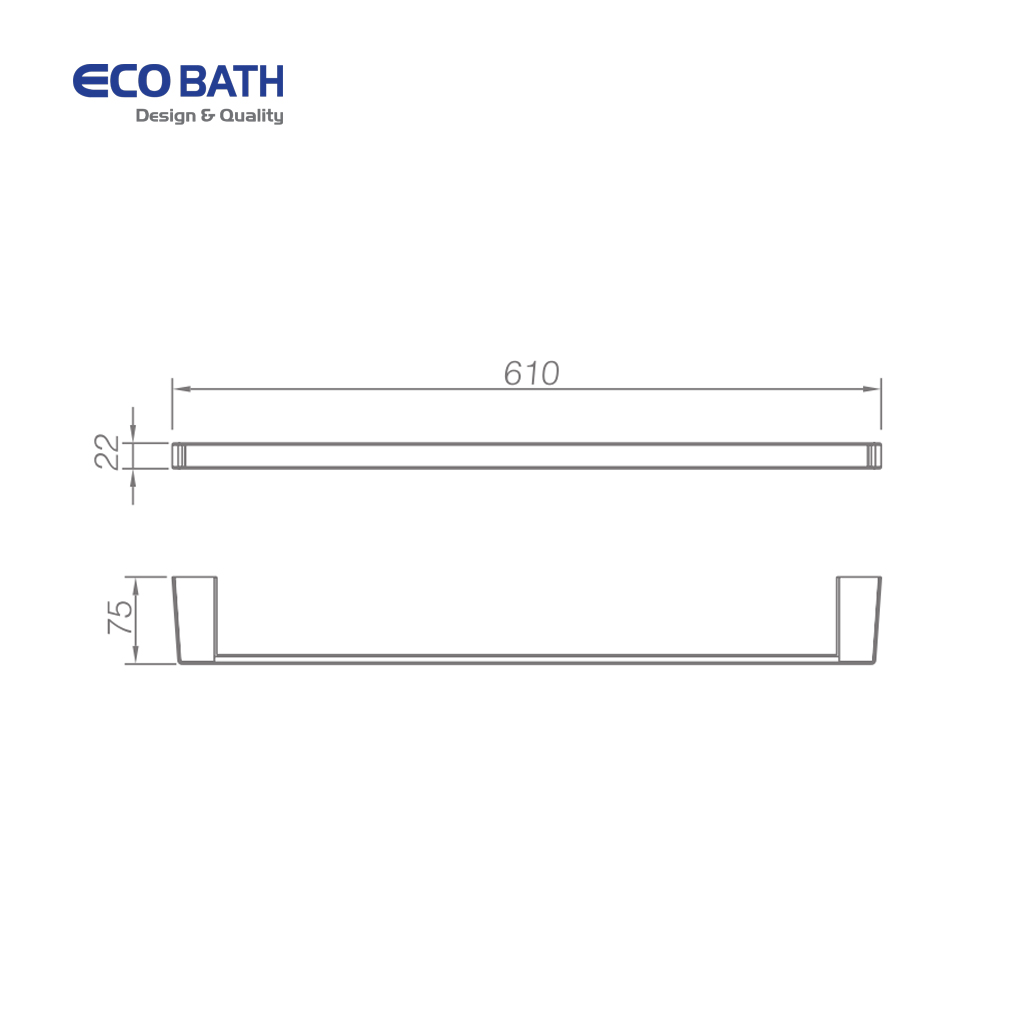 Vắt khăn đơn EcoBath EC211-08BU màu ghi xám