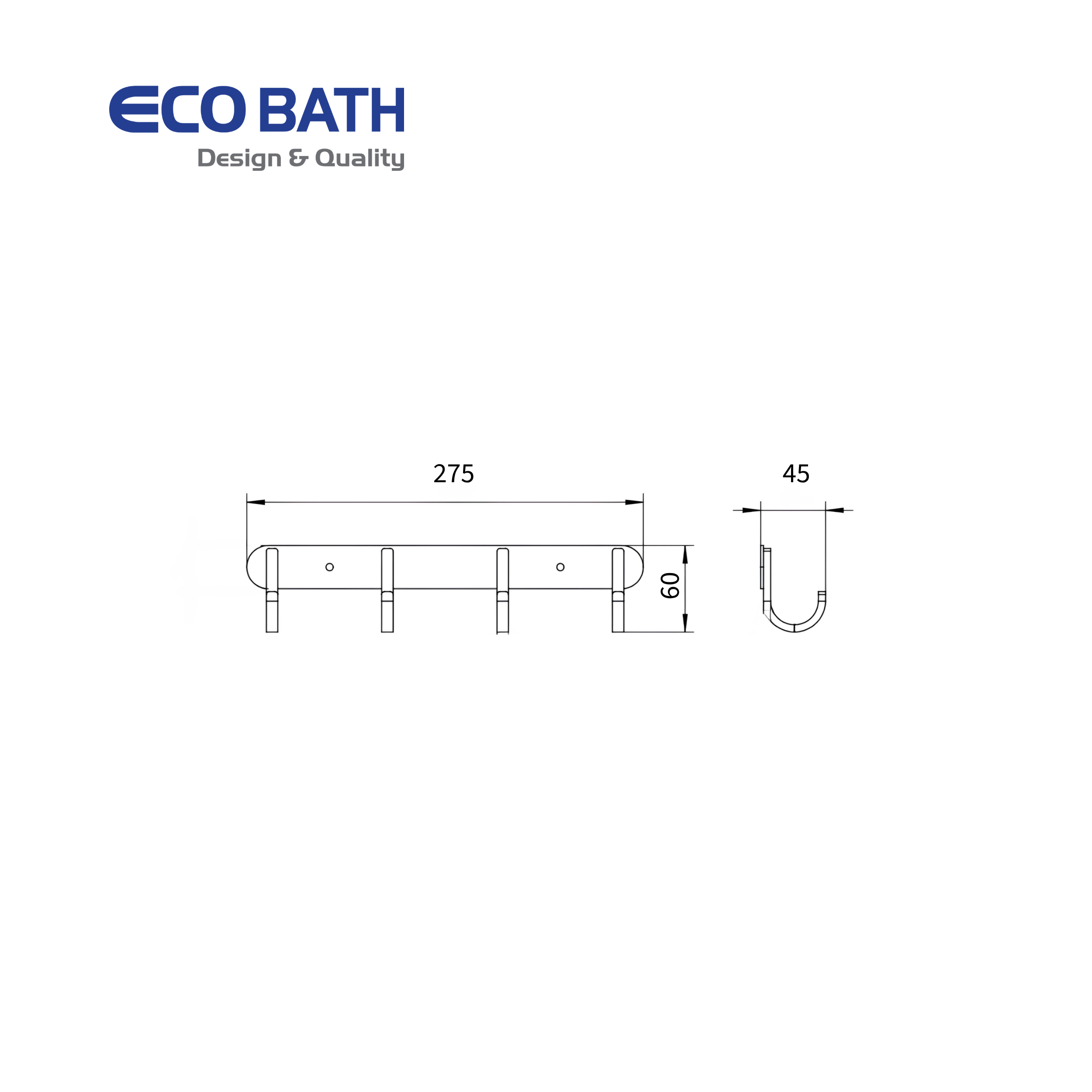Móc áo EcoBath EC2026-4 màu inox bóng