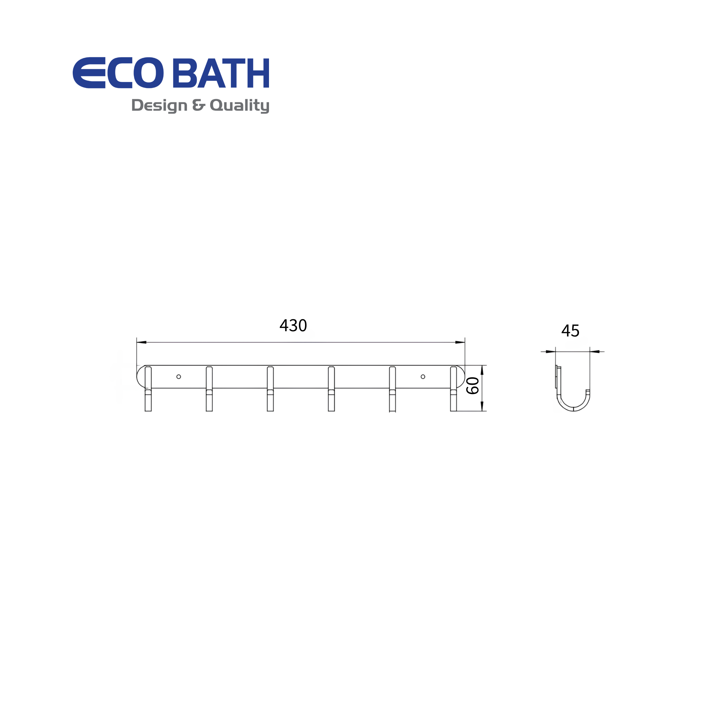 Móc áo EcoBath EC2026-6 màu inox bóng
