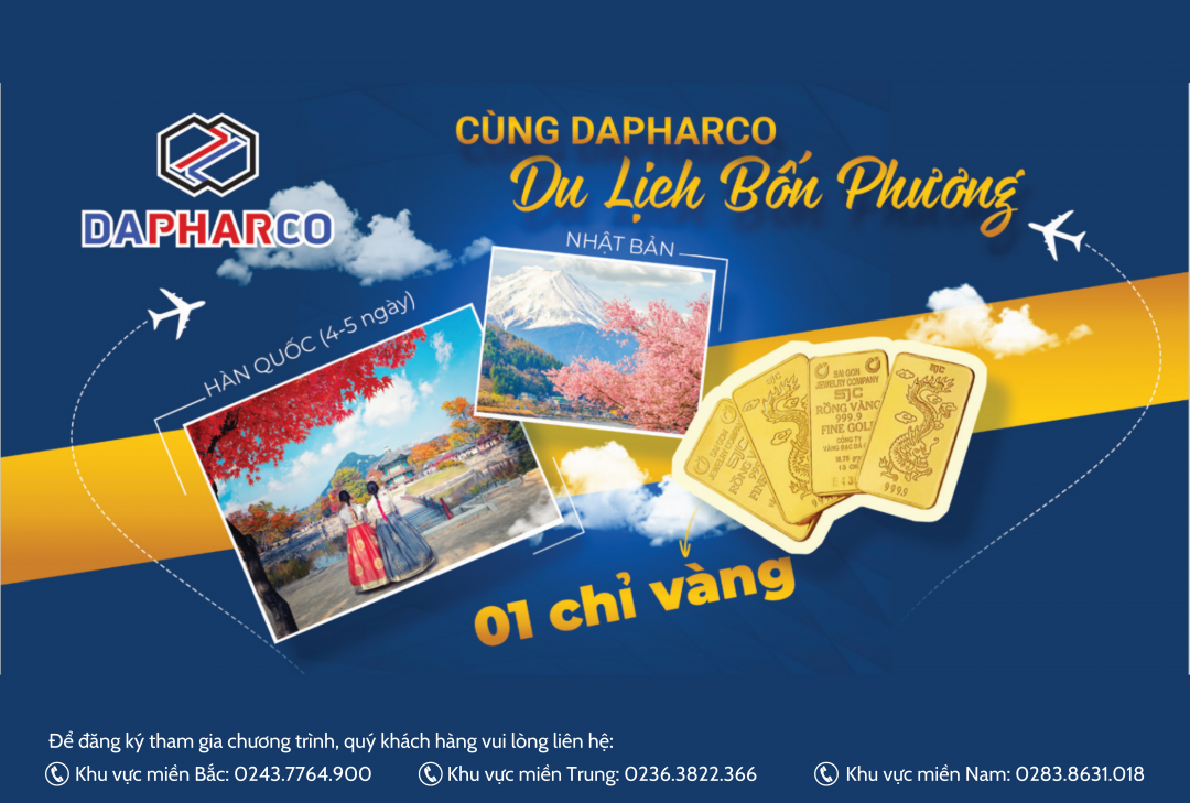 THÔNG BÁO CHƯƠNG TRÌNH KHUYẾN MÃI: CÙNG DAPHARCO – DU LỊCH 4 PHƯƠNG