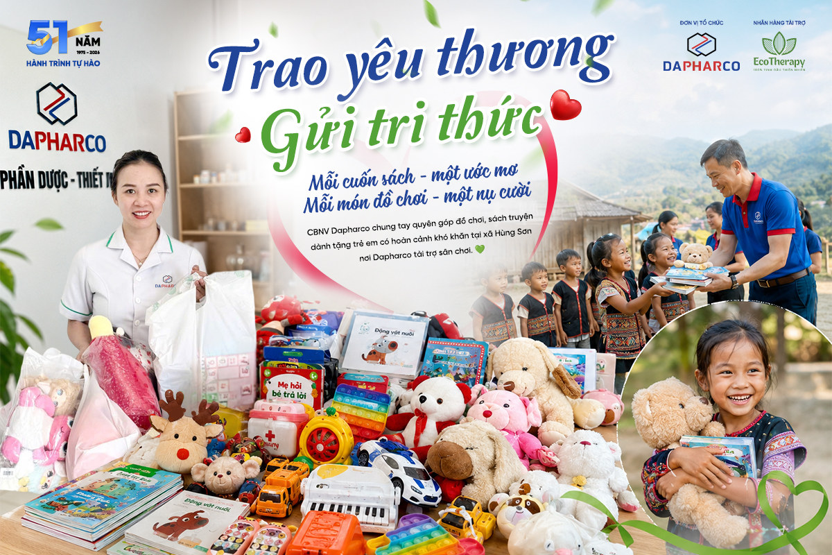 TRAO YÊU THƯƠNG – GỬI TRI THỨC: CBNV DAPHARCO CHUNG TAY QUYÊN GÓP SÁCH, TRUYỆN VÀ ĐỒ CHƠI CHO TRẺ EM VÙNG CAO HÙNG SƠN