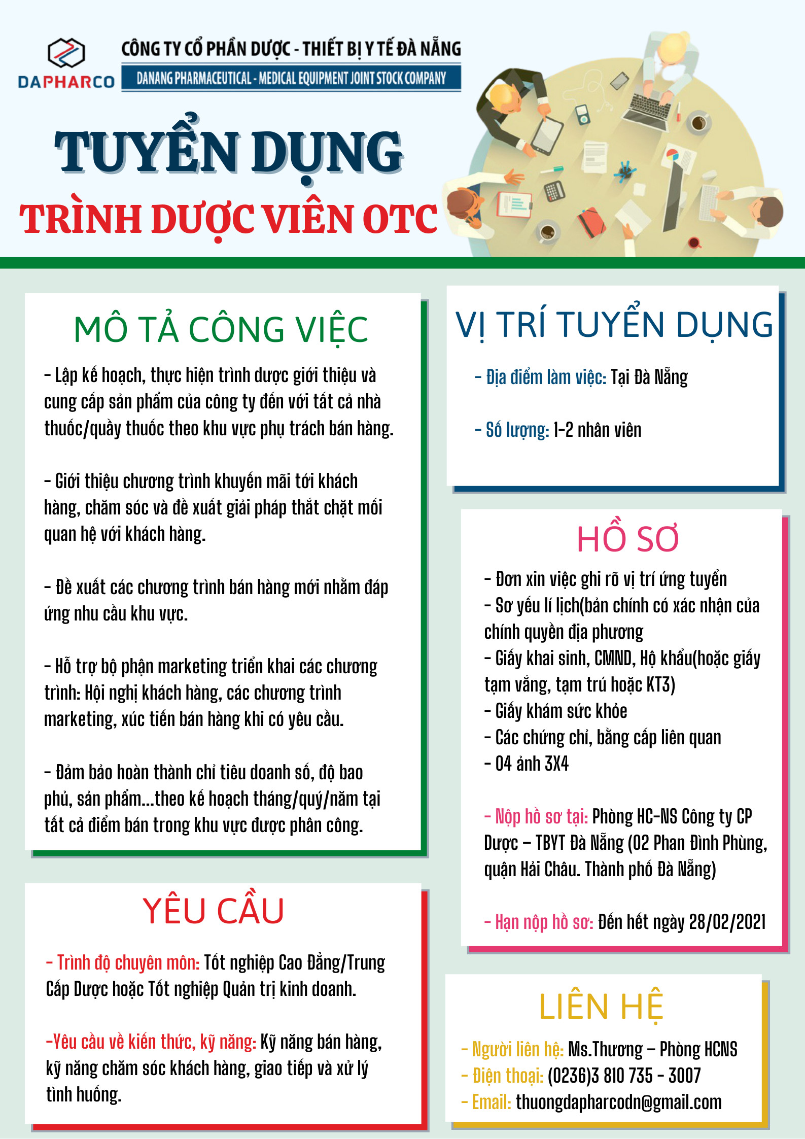 Thông Báo Tuyển dụng Trình Dược Viên OTC