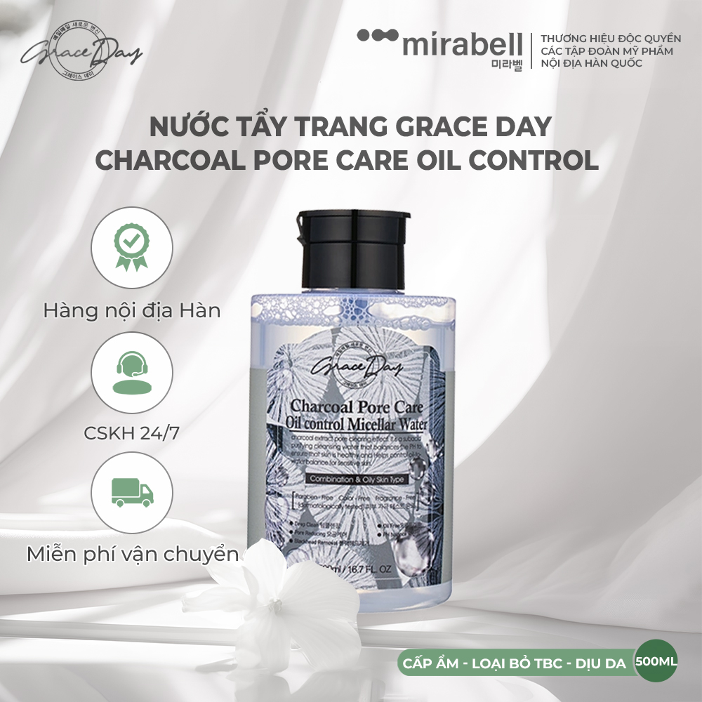 Nước tẩy trang Grace Day Charcoal Pore Care Oil Control Micellar Water