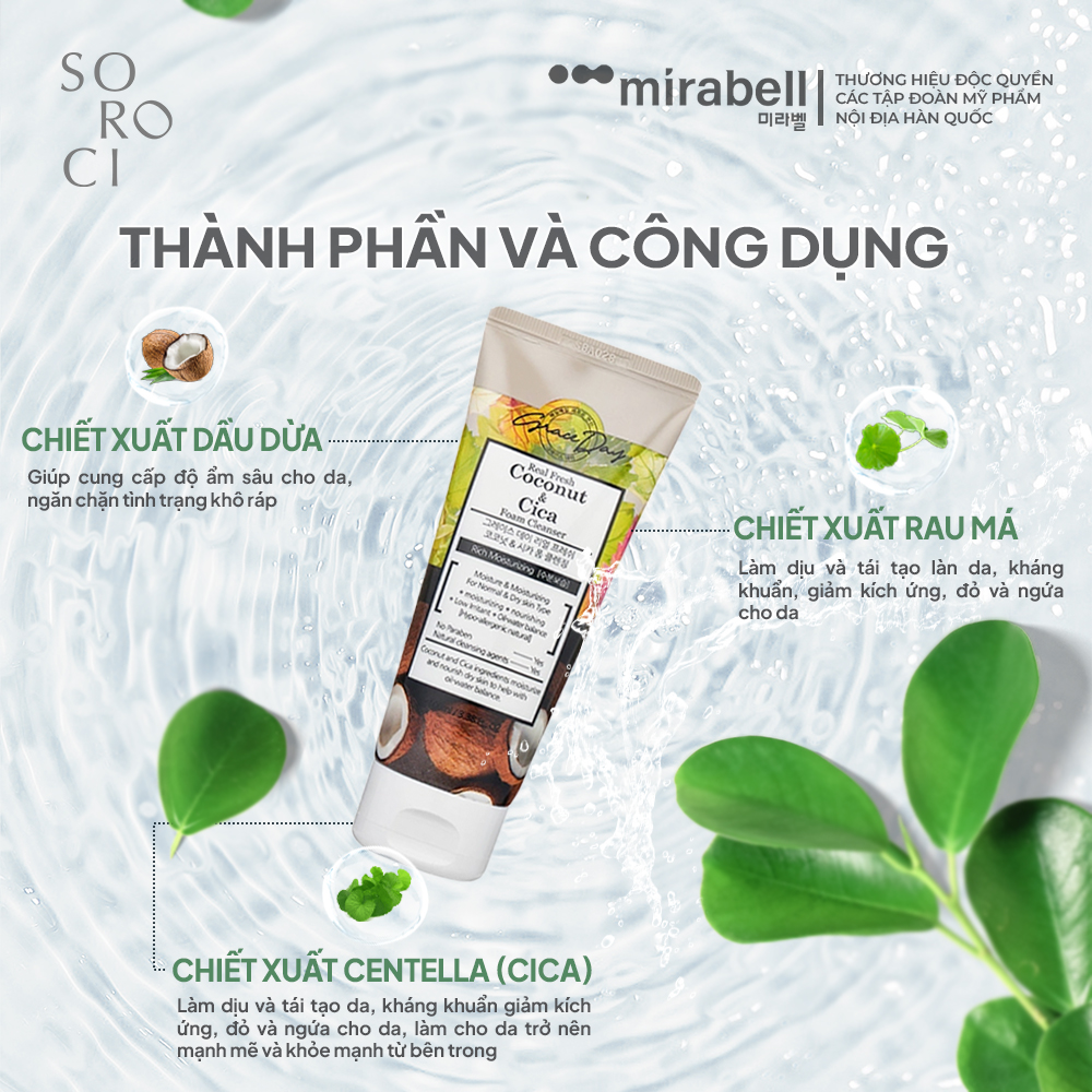 Sữa rửa mặt Grace Day Real Fresh Coconut & Cica Foam Cleansing