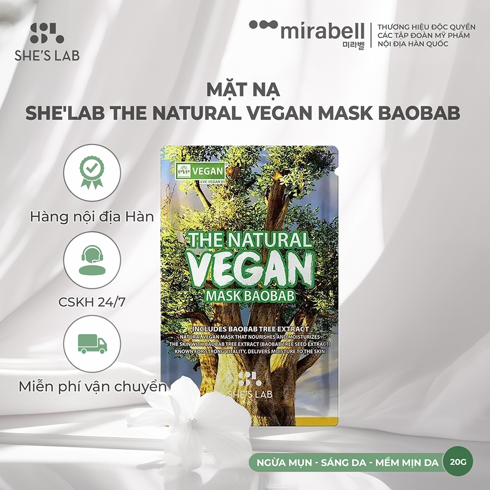 Mặt Nạ She'Lab The Natural Vegan Mask Baobab