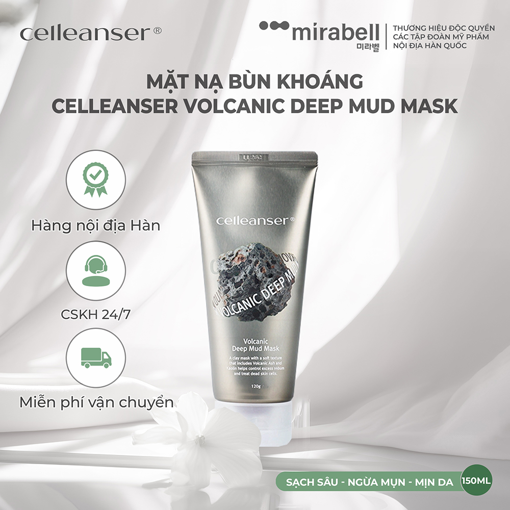 Mặt nạ bùn khoáng Celleanser Volcanic Deep Mud Mask