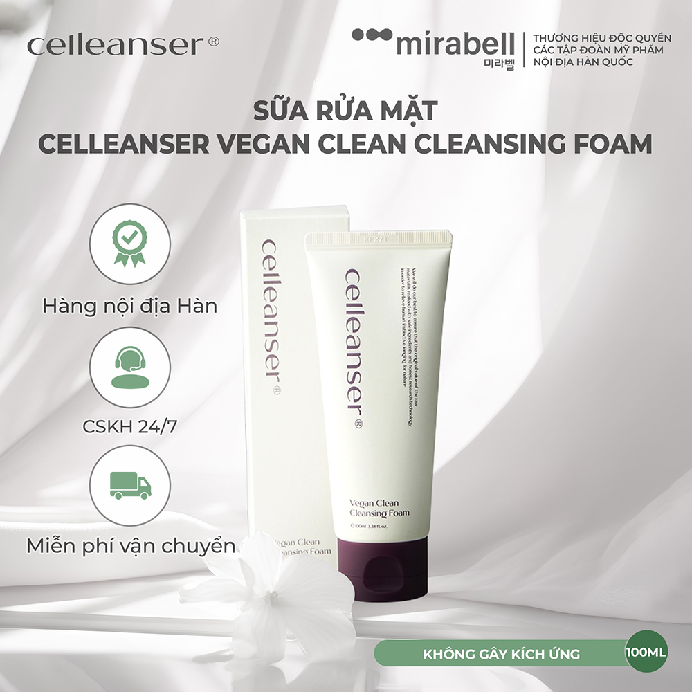 Sữa rửa mặt Celleanser Vegan Clean Cleansing Foam