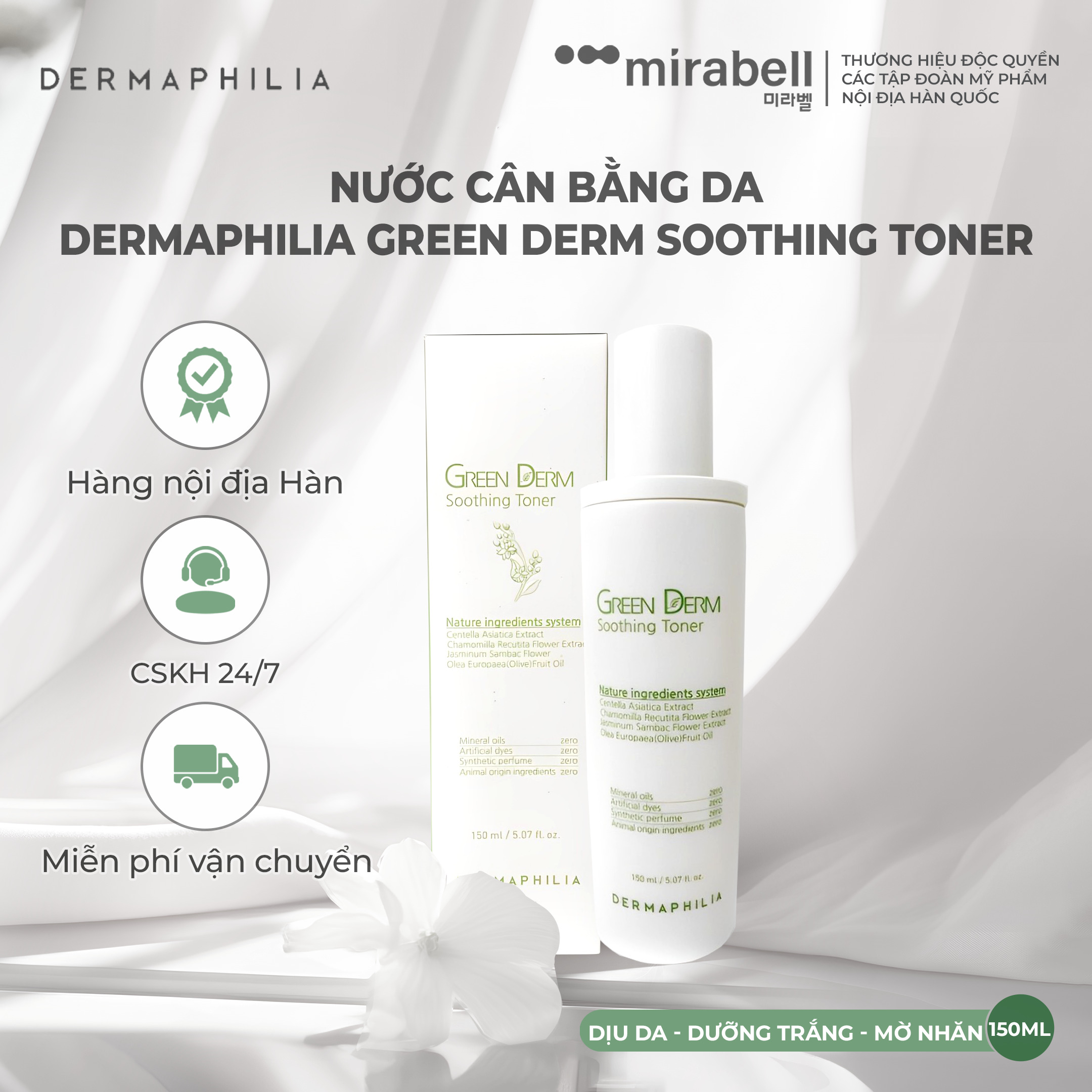 Nước cân bằng da Dermaphilia Green Derm Soothing Toner