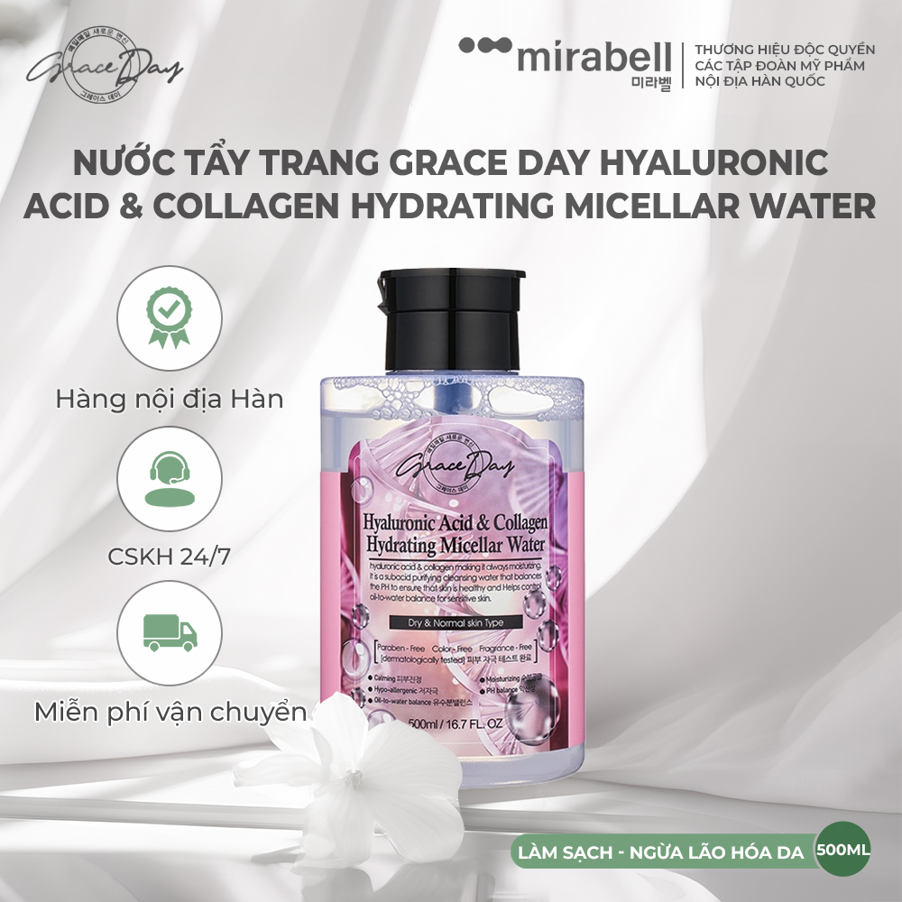 Nước tẩy trang Grace Day Hyaluronic Acid & Collagen Hydrating Micellar Water