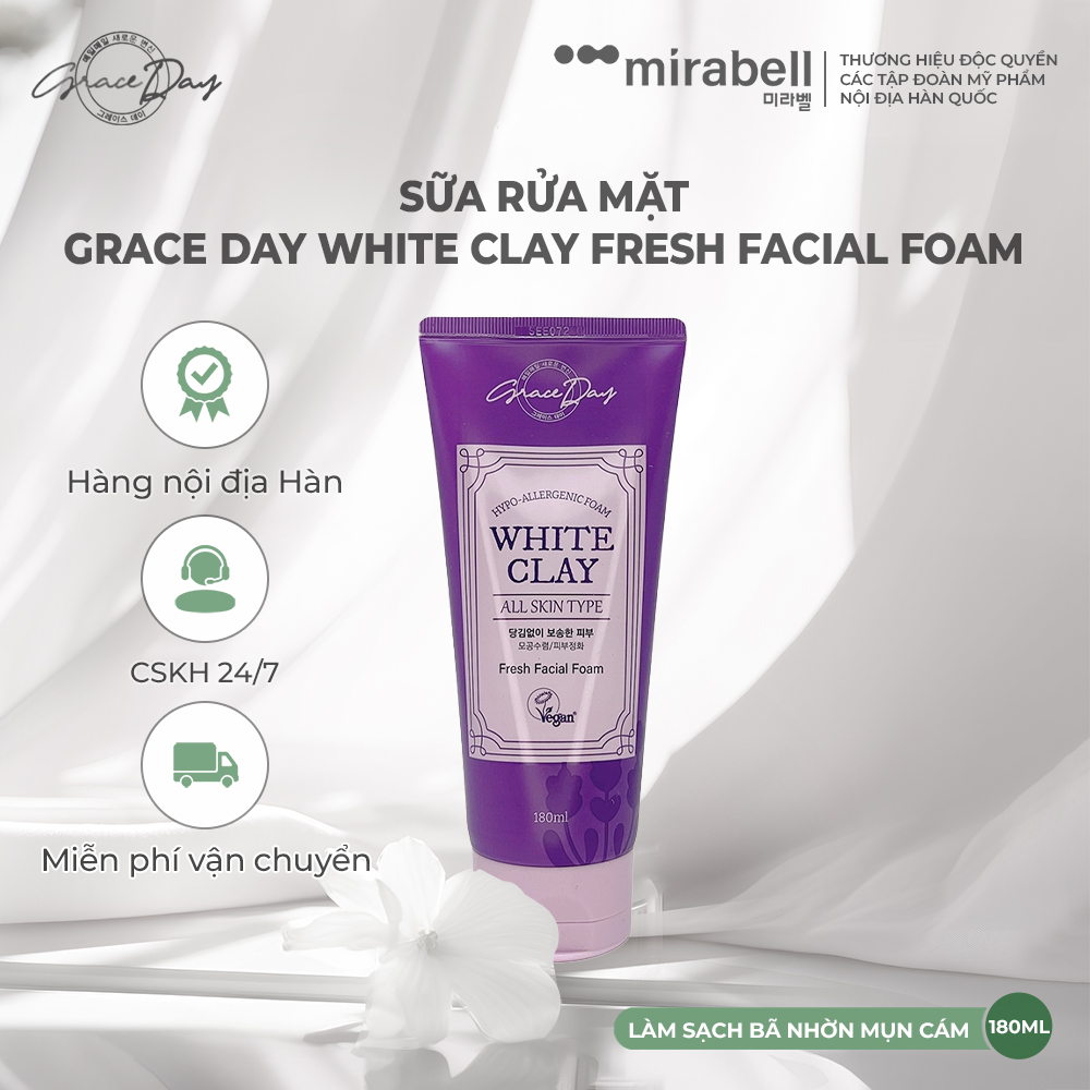 Sữa rửa mặt Grace Day White Clay Fresh Facial Foam