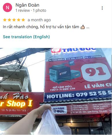 Mỗi Đánh Giá - Một Niềm Vui: In Nhanh Thủ Đức Cảm Ơn Những Lời Nhắn Gửi 