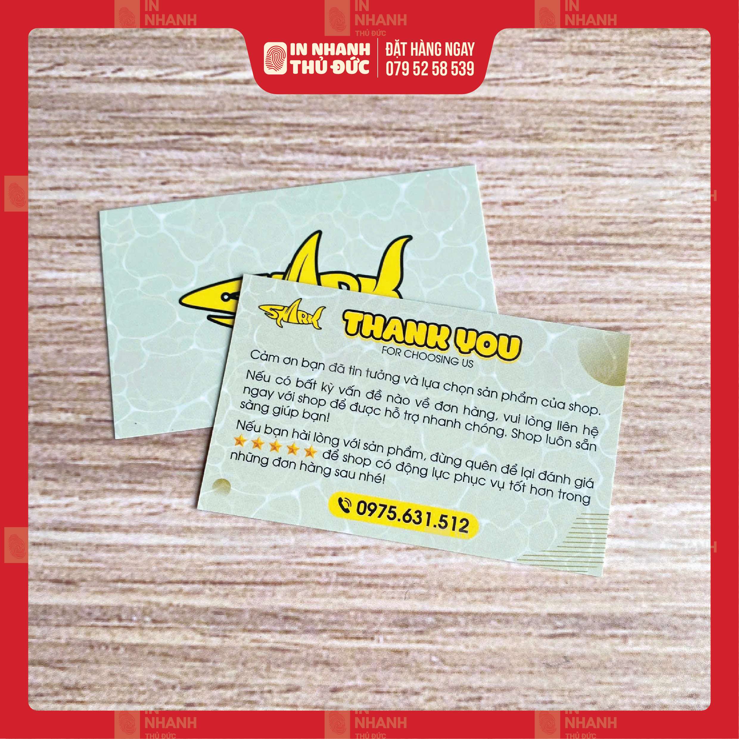 In Phiếu Cảm Ơn: 