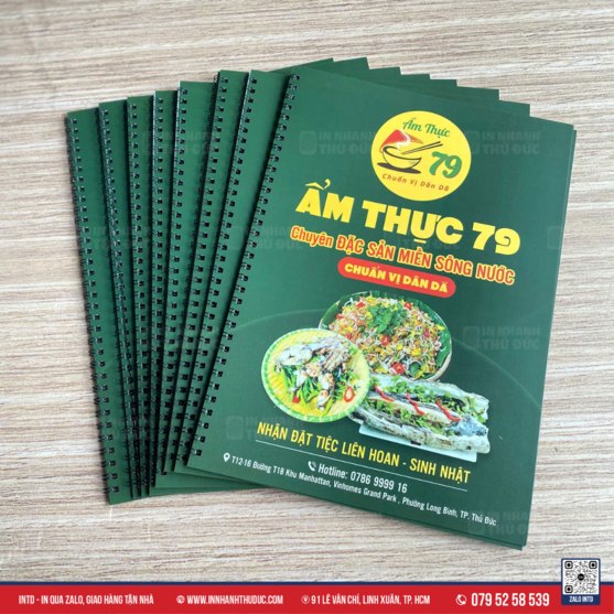 Menu giấy nhựa tone xanh lá 