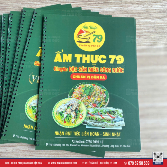 Menu giấy nhựa tone xanh lá 