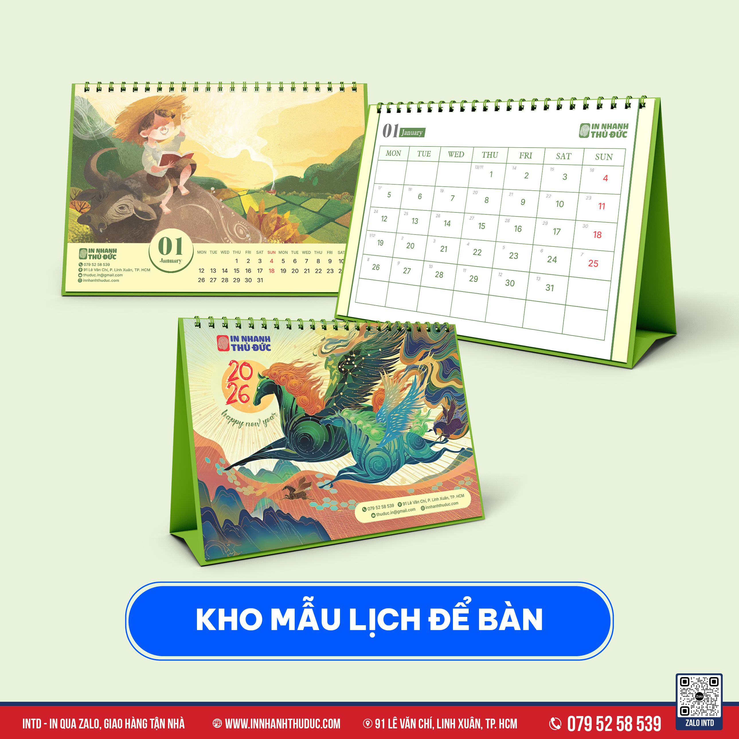 Lịch để bàn - mẫu in