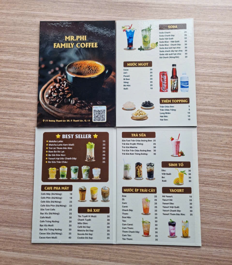 Menu bồi carton - In nhanh thủ đức