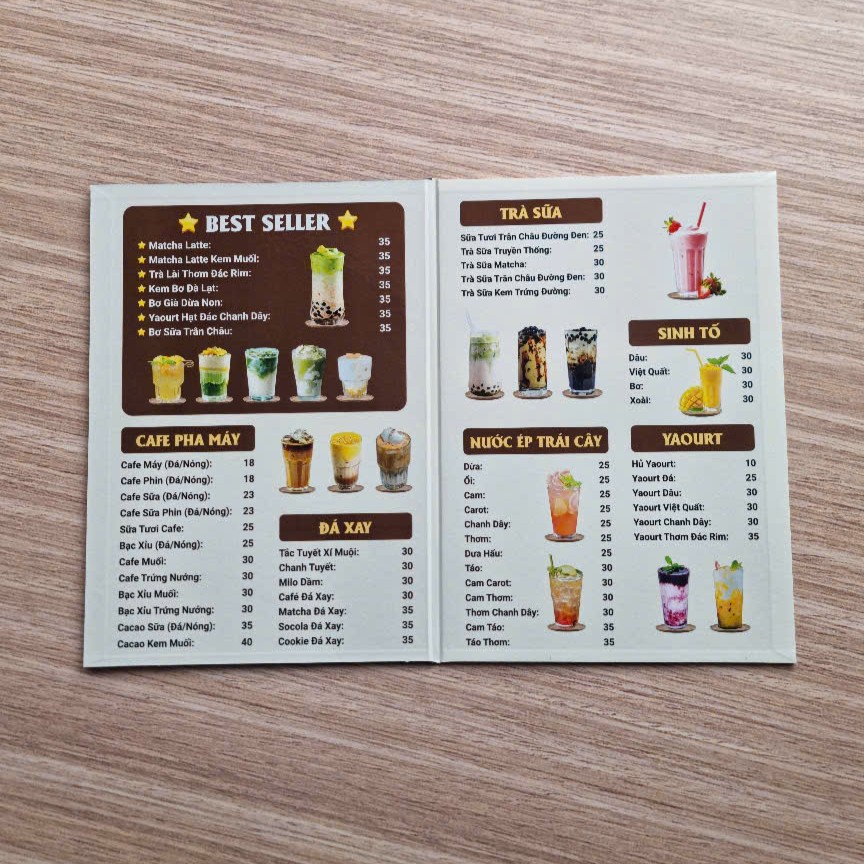 Menu bồi carton - In nhanh thủ đức
