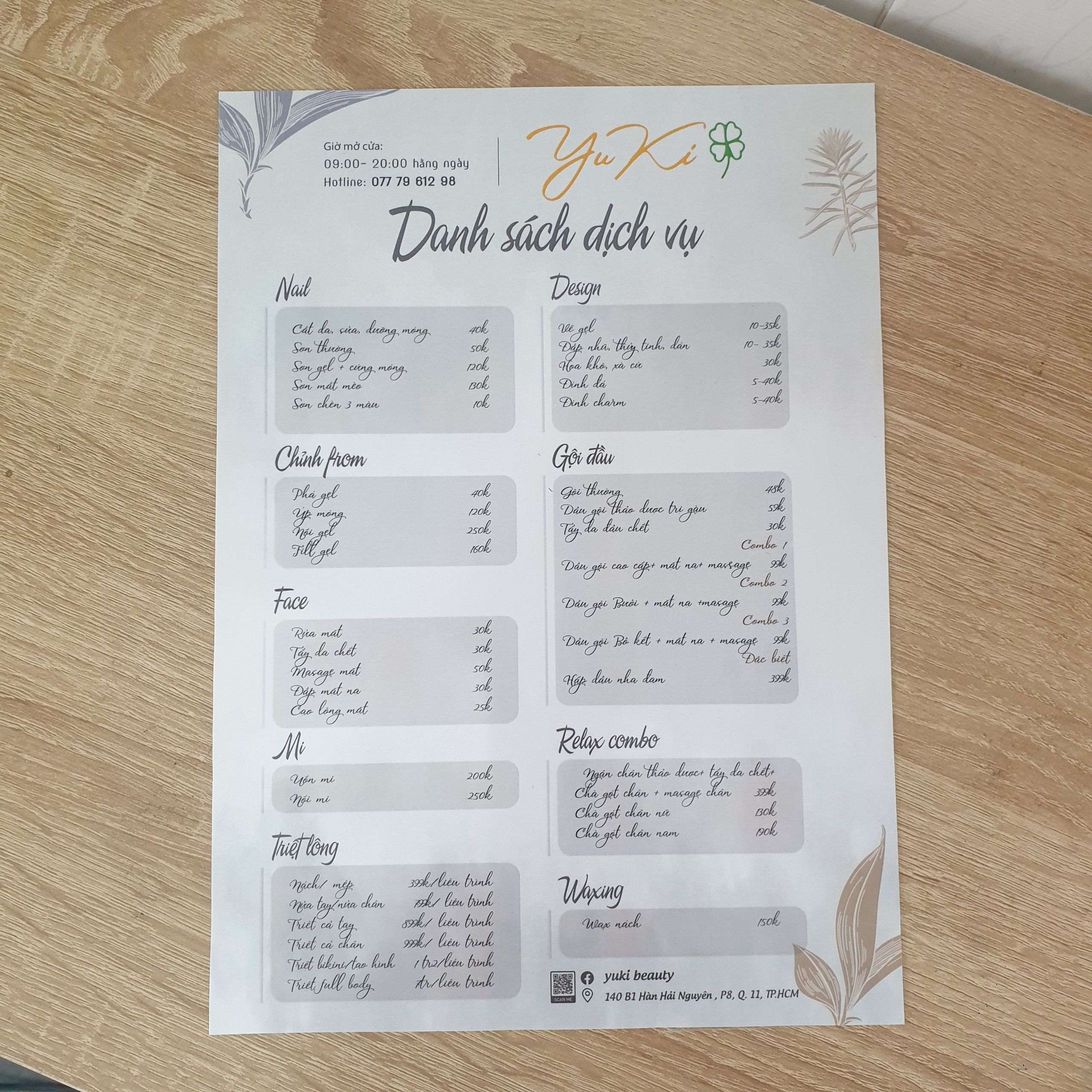 Menu giấy - In Nhanh Thủ Đức