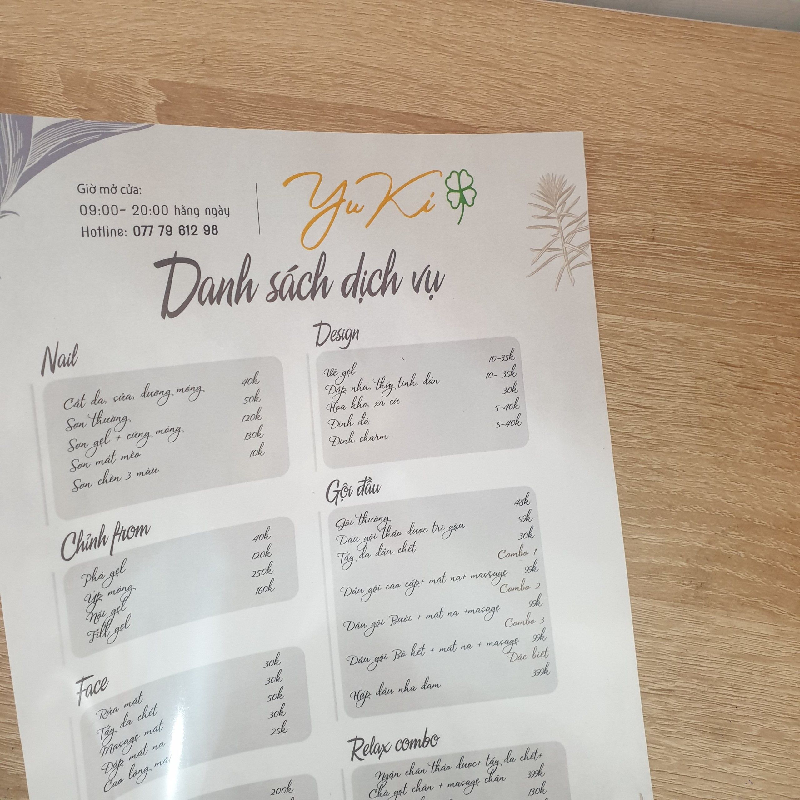 Menu giấy - In Nhanh Thủ Đức