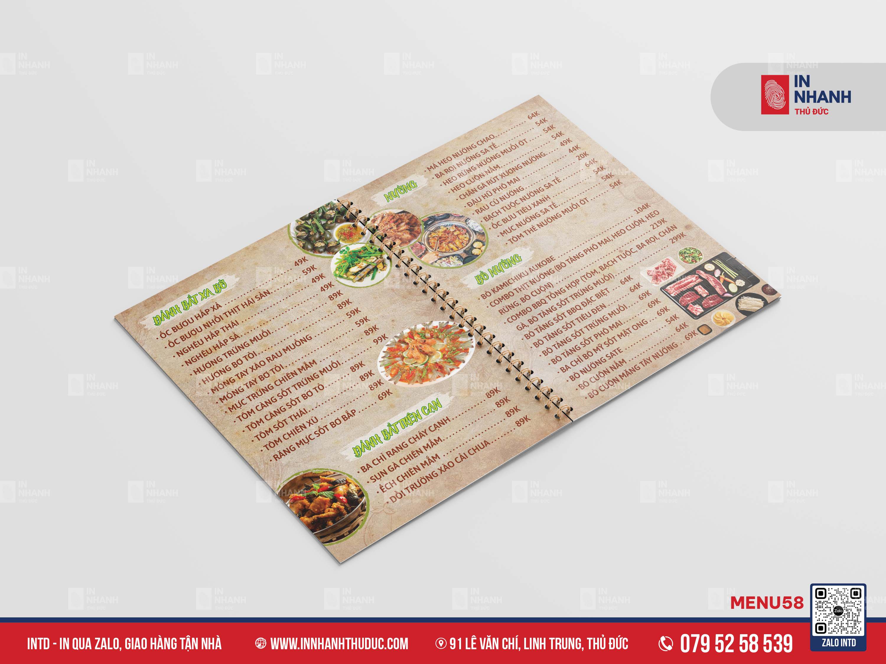 MẪU MENU CUỐN - IN NHANH THỦ ĐỨC