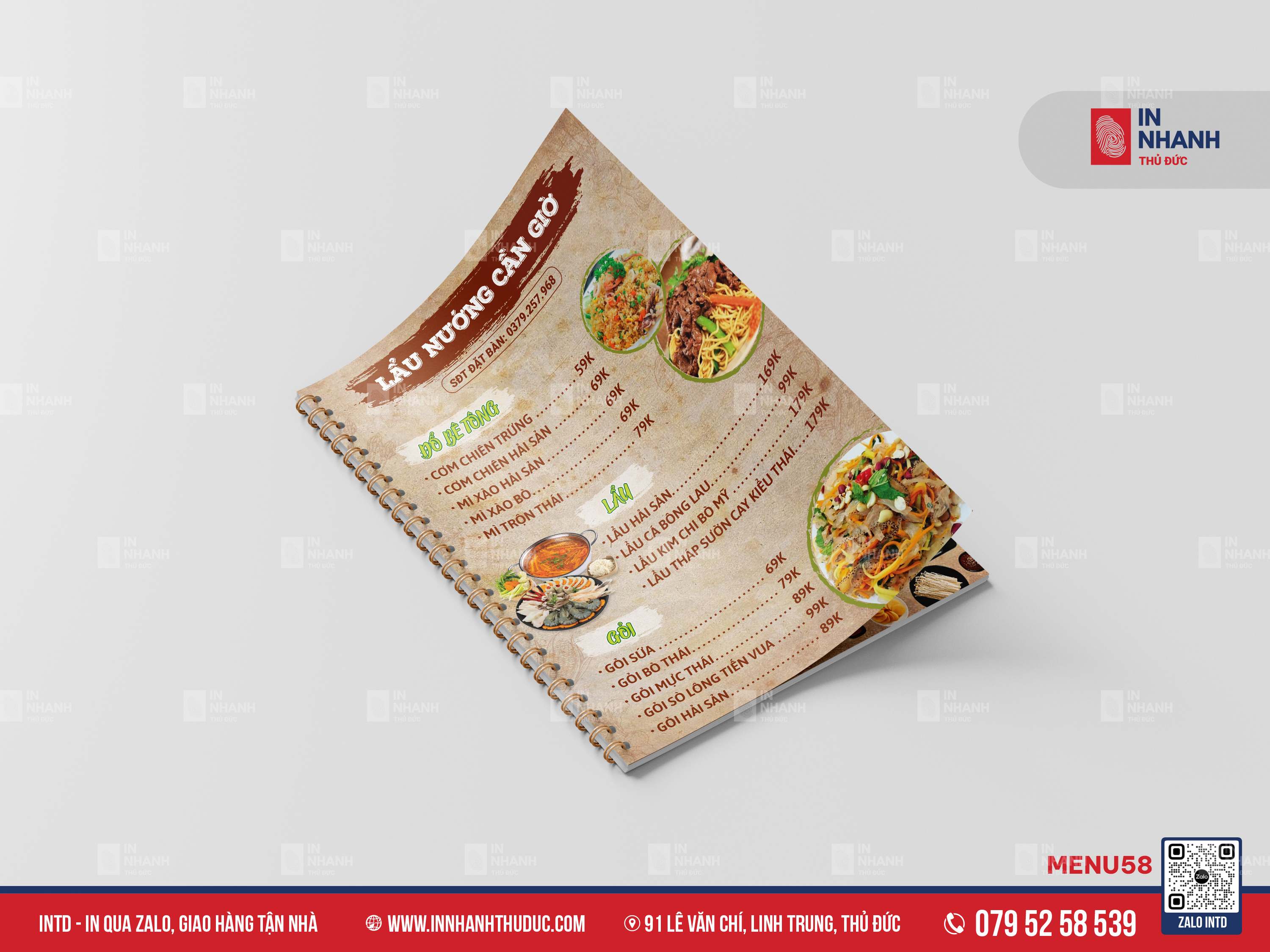 MẪU MENU CUỐN - IN NHANH THỦ ĐỨC