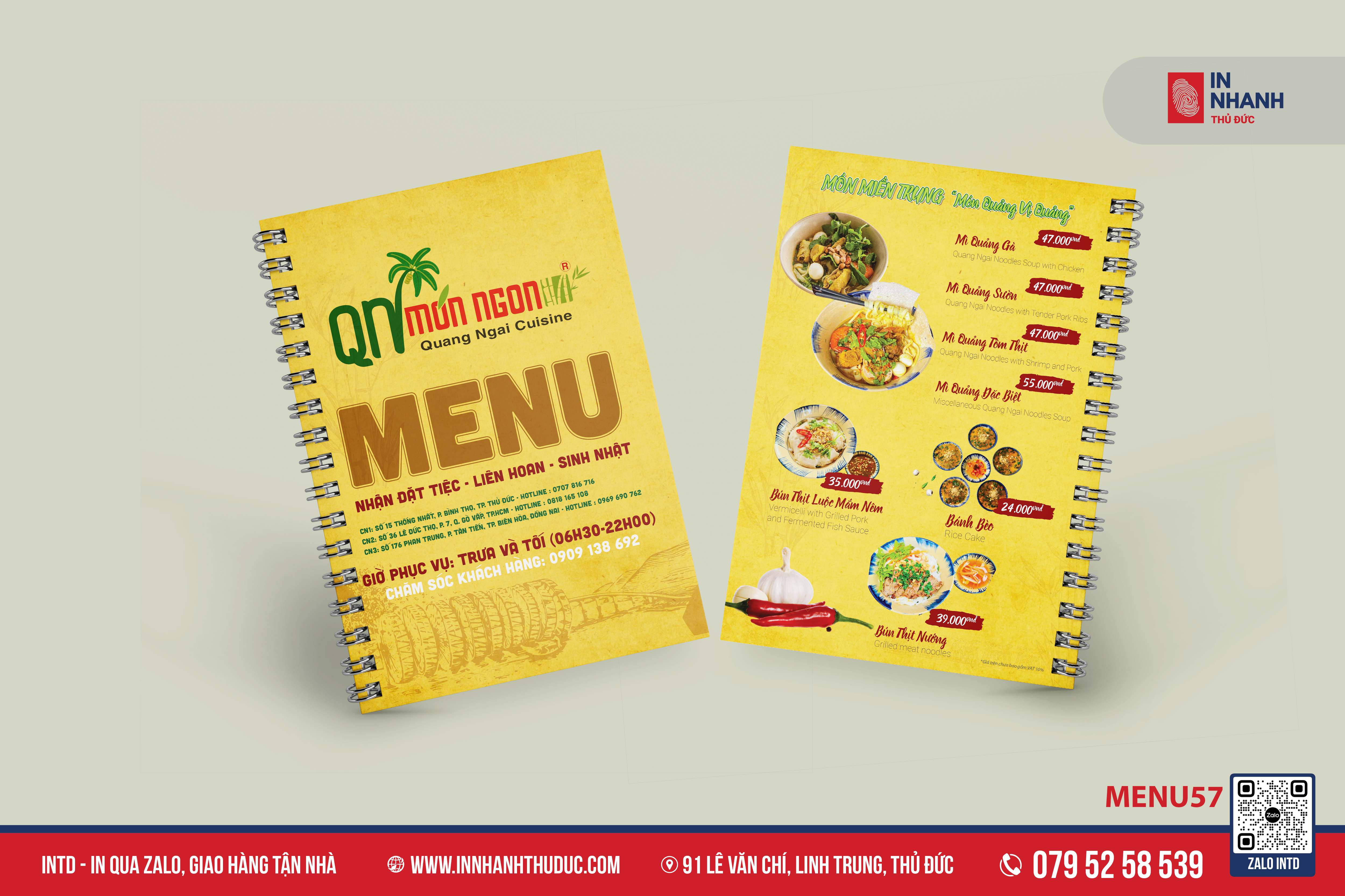 MẪU MENU CUỐN - IN NHANH THỦ ĐỨC