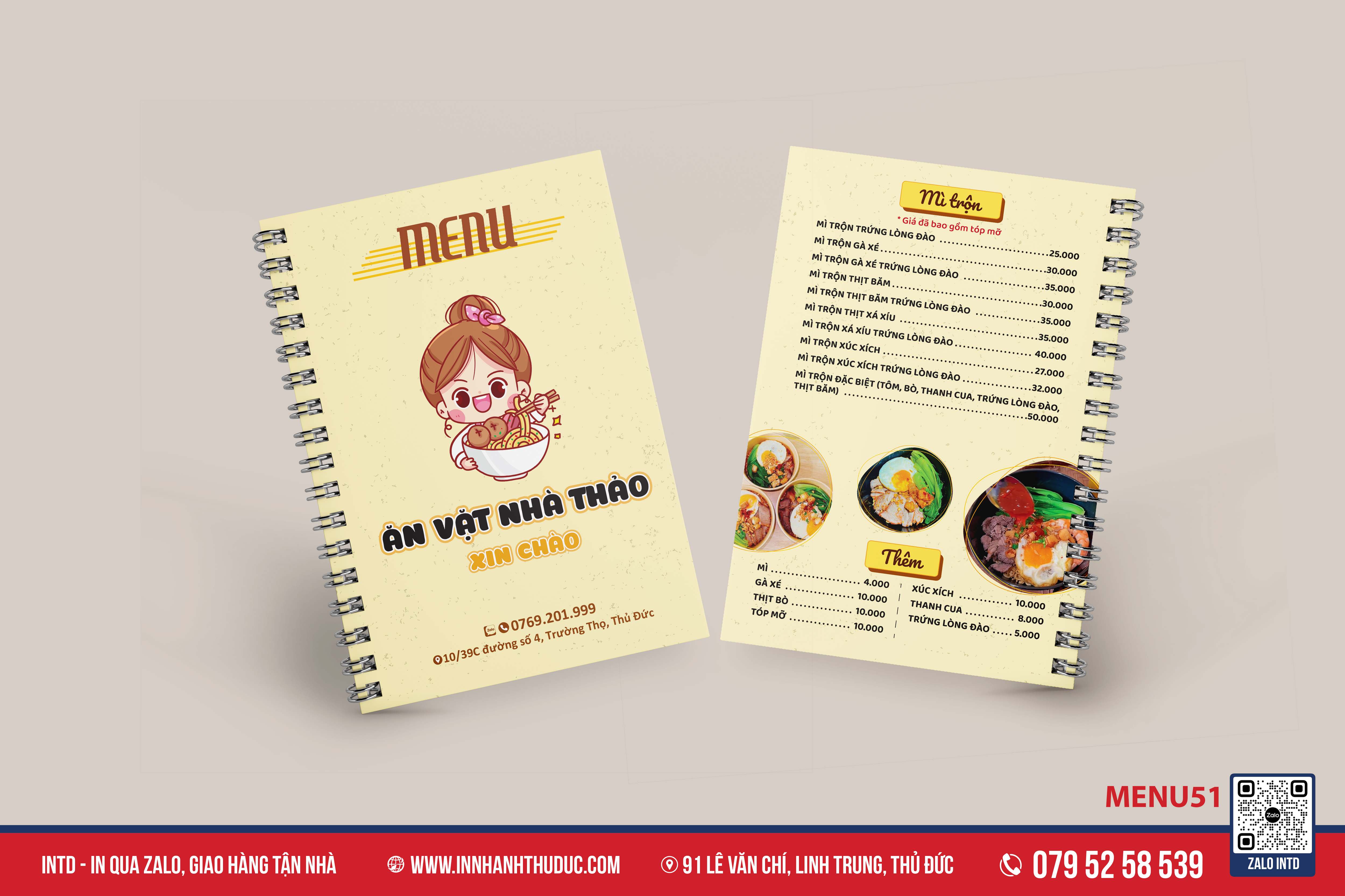 MẪU MENU CUỐN - IN NHANH THỦ ĐỨC