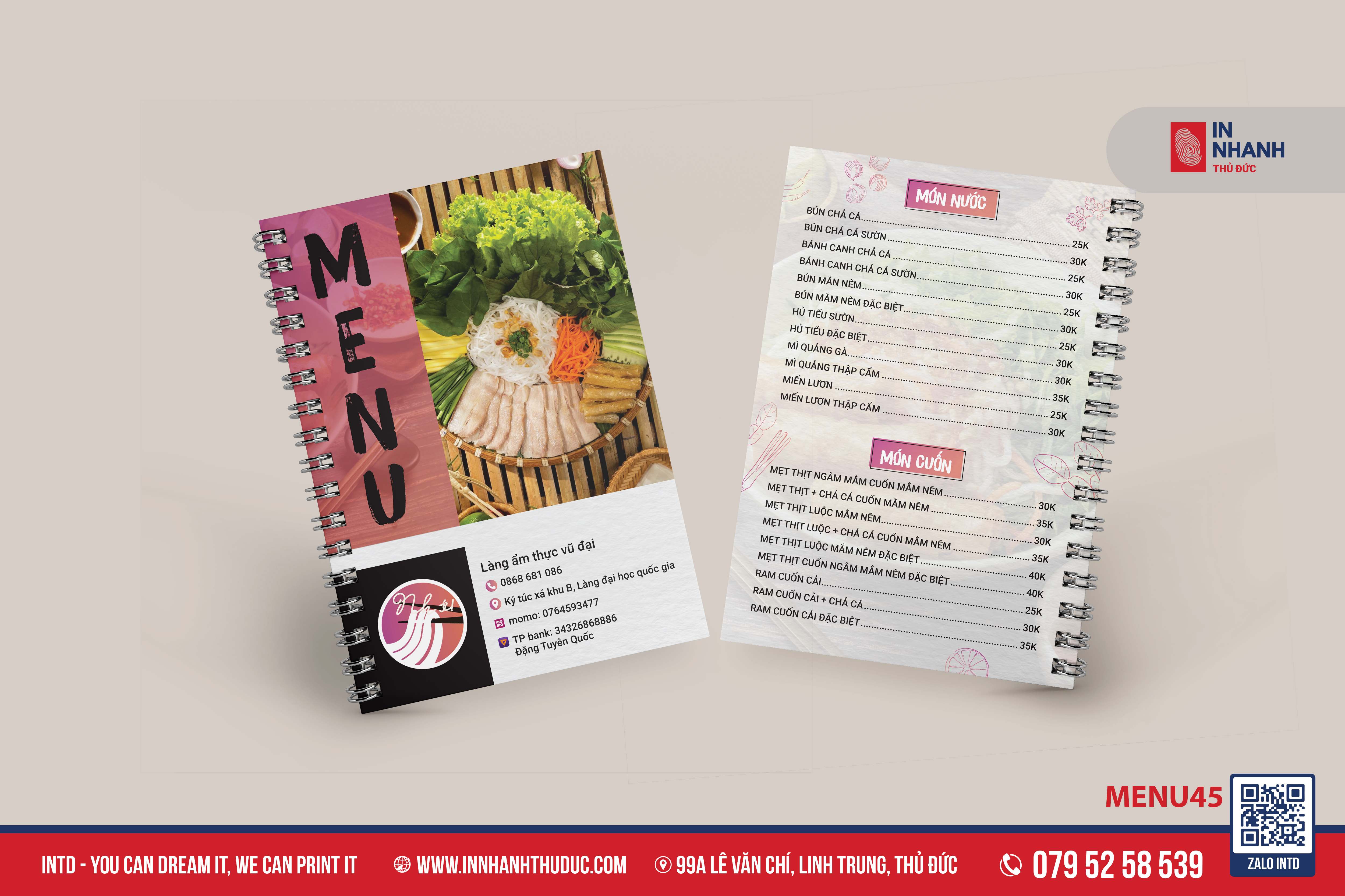 MẪU MENU CUỐN - IN NHANH THỦ ĐỨC