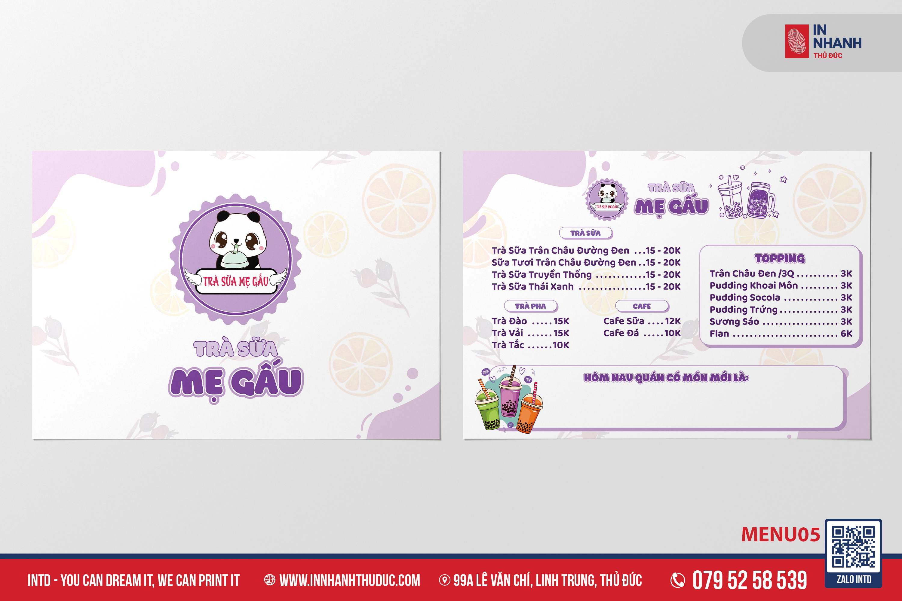 Menu bồi Formex - In Nhanh Thủ Đức