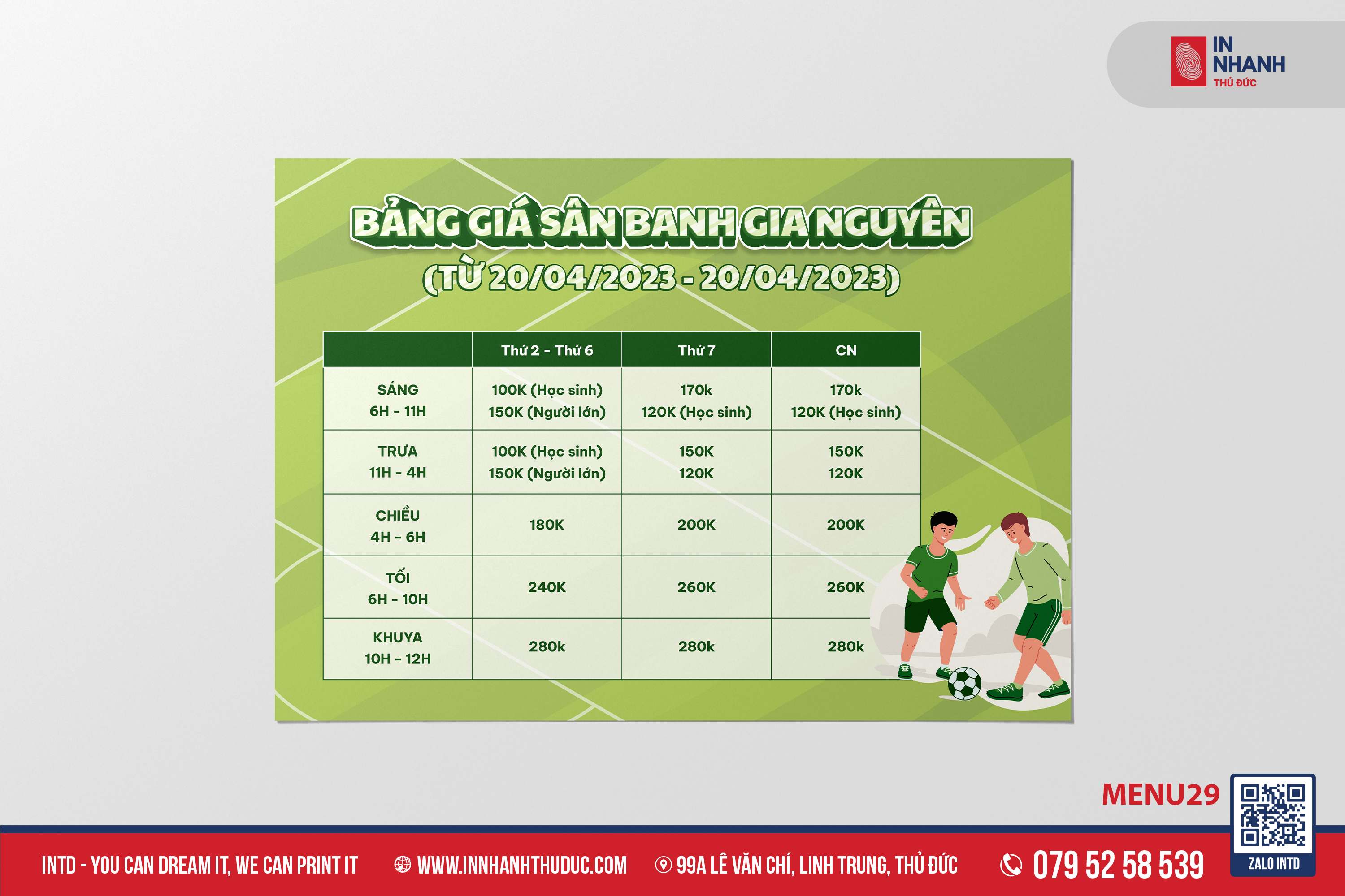 Menu bồi Formex - In Nhanh Thủ Đức