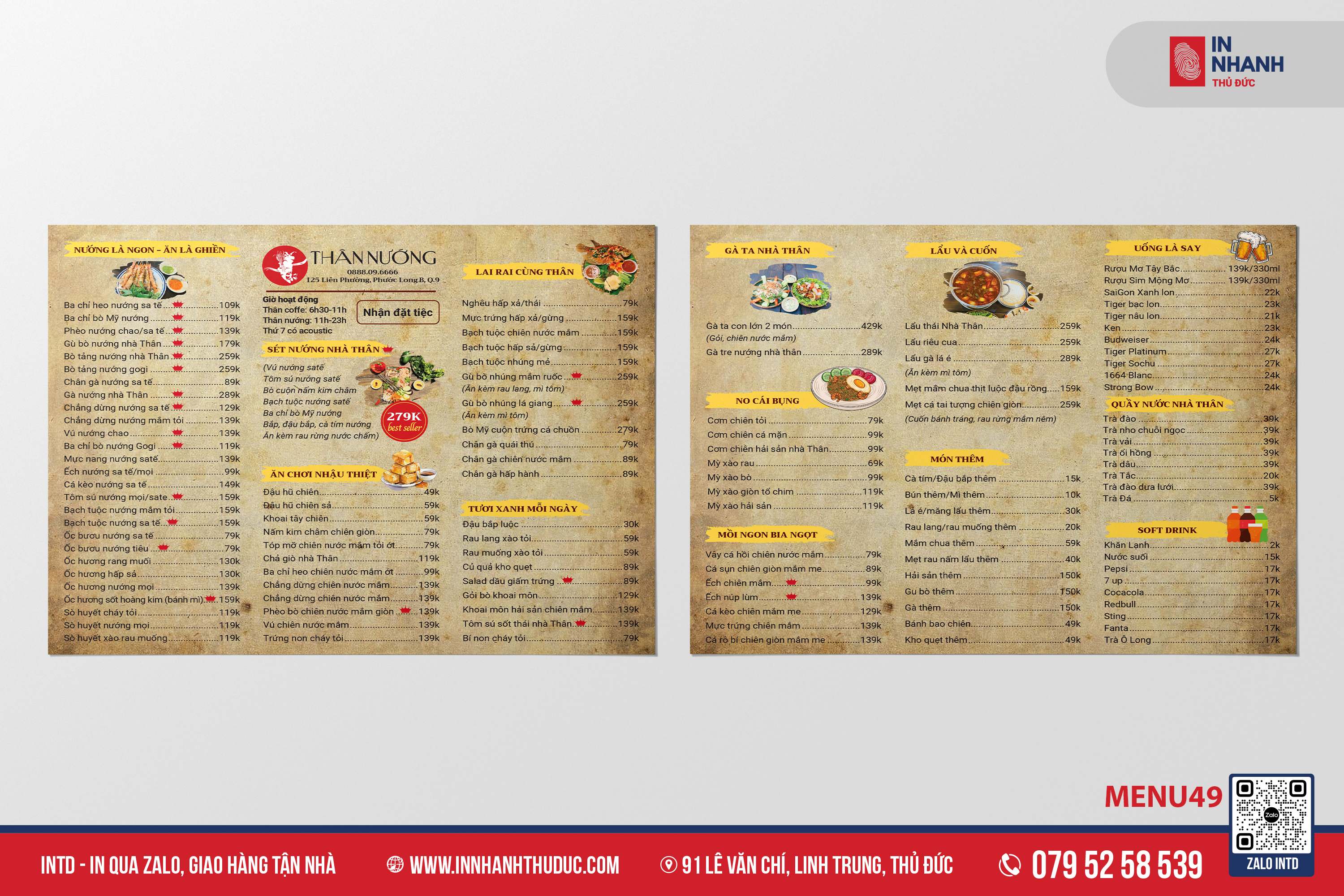 Menu bồi Formex - In Nhanh Thủ Đức