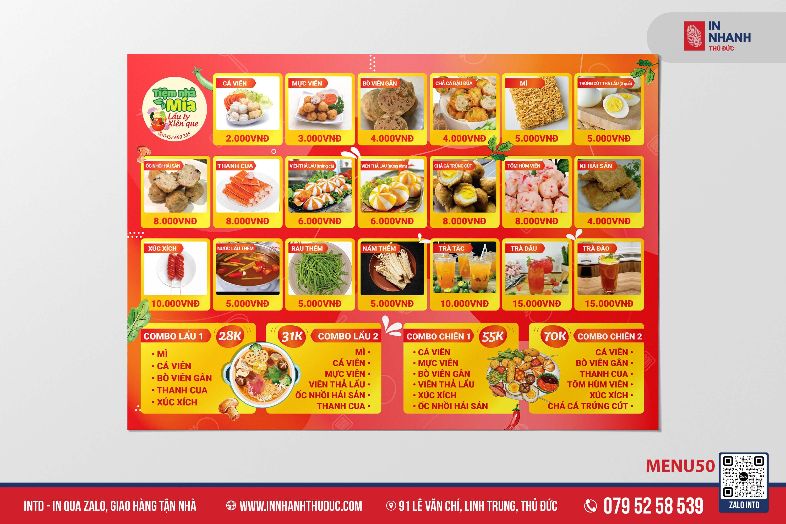 Menu bồi Formex - In Nhanh Thủ Đức