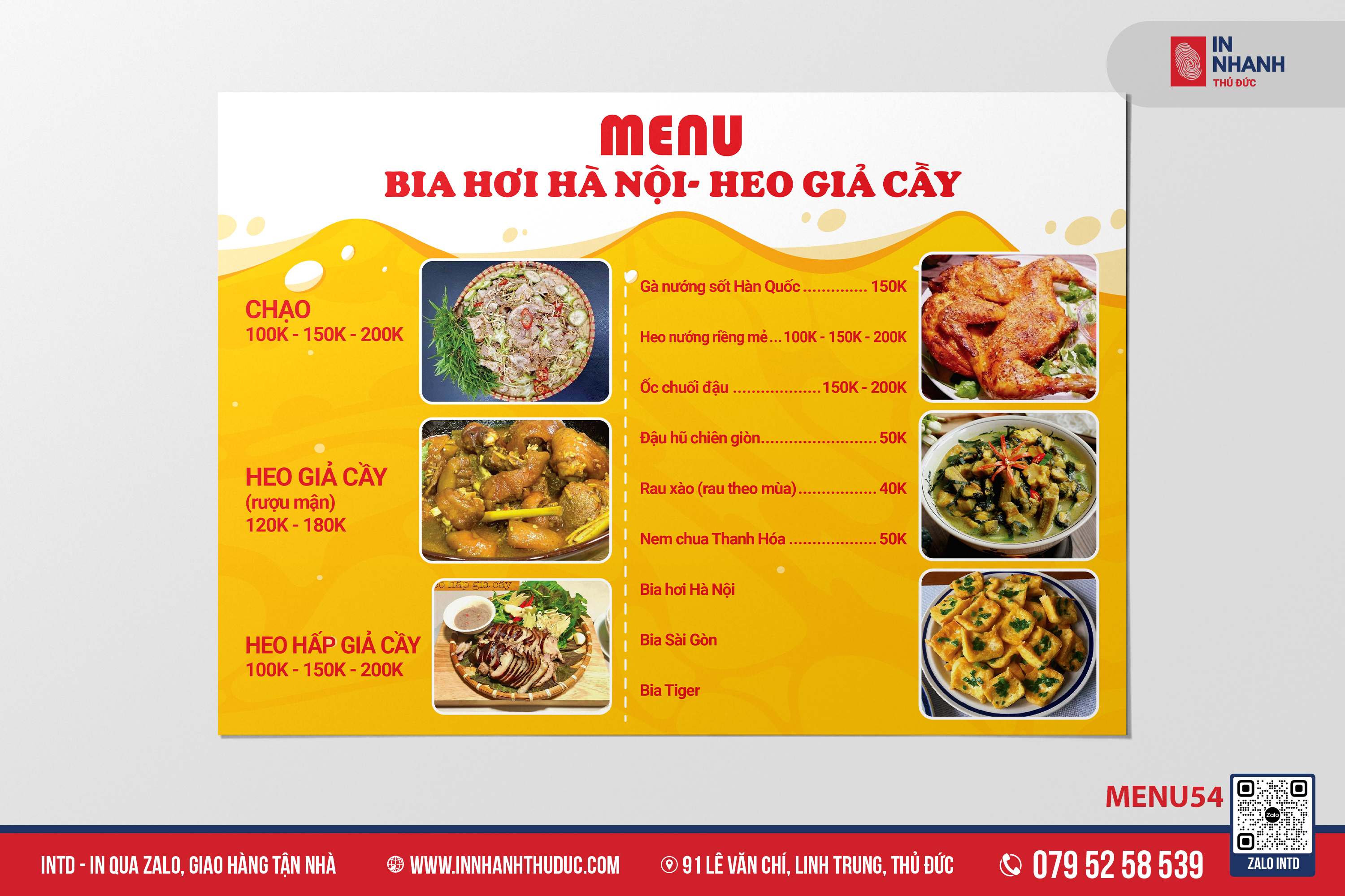 Menu bồi Formex - In Nhanh Thủ Đức