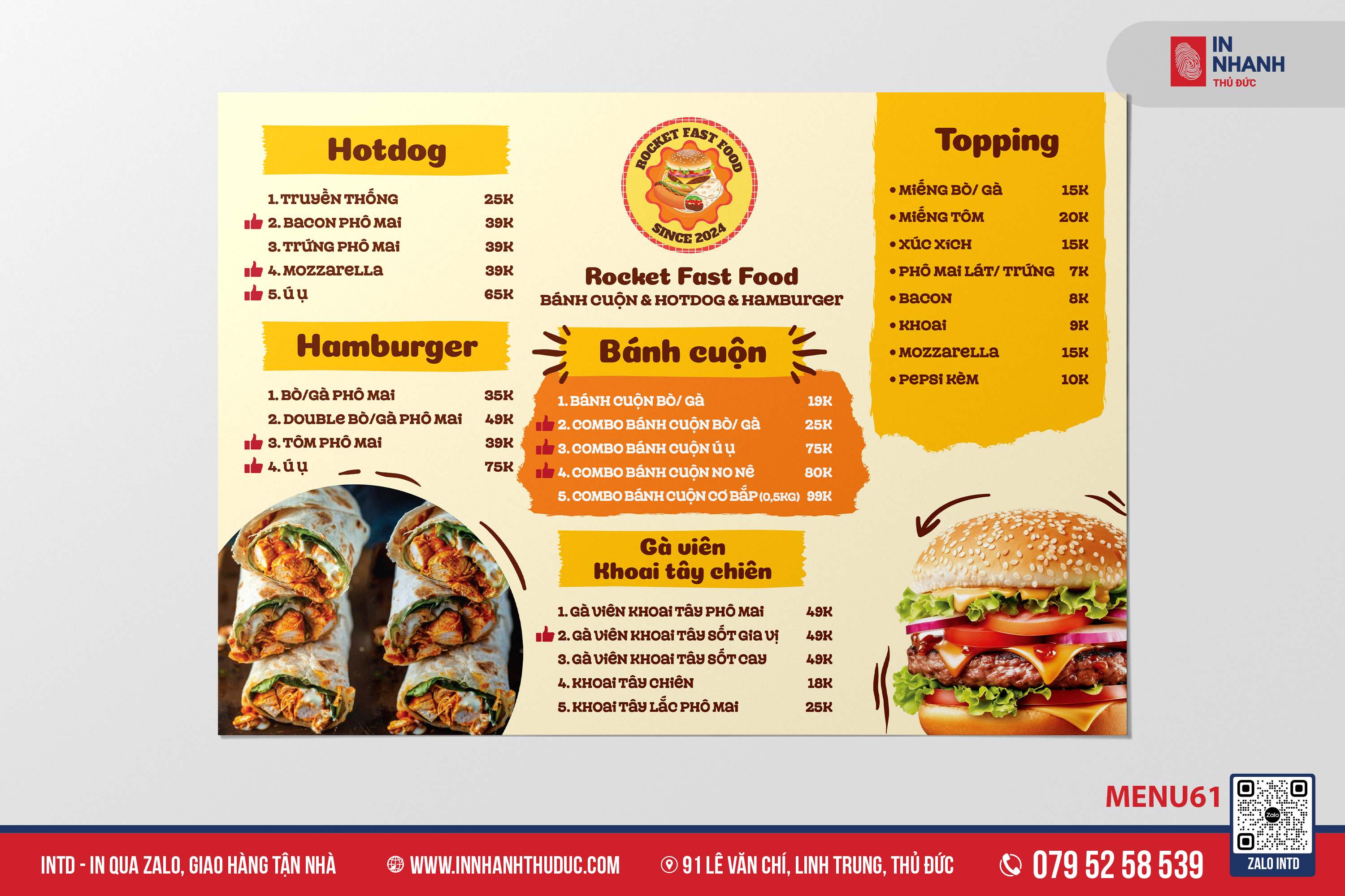 Menu bồi Formex - In Nhanh Thủ Đức