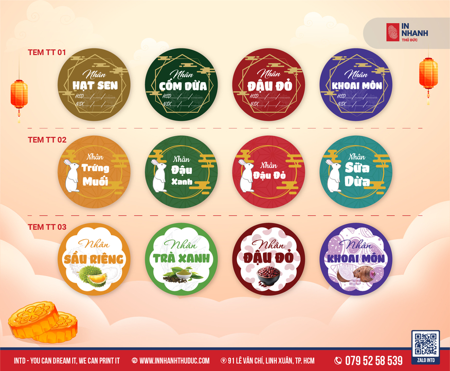 Tem tròn dán bánh Trung Thu