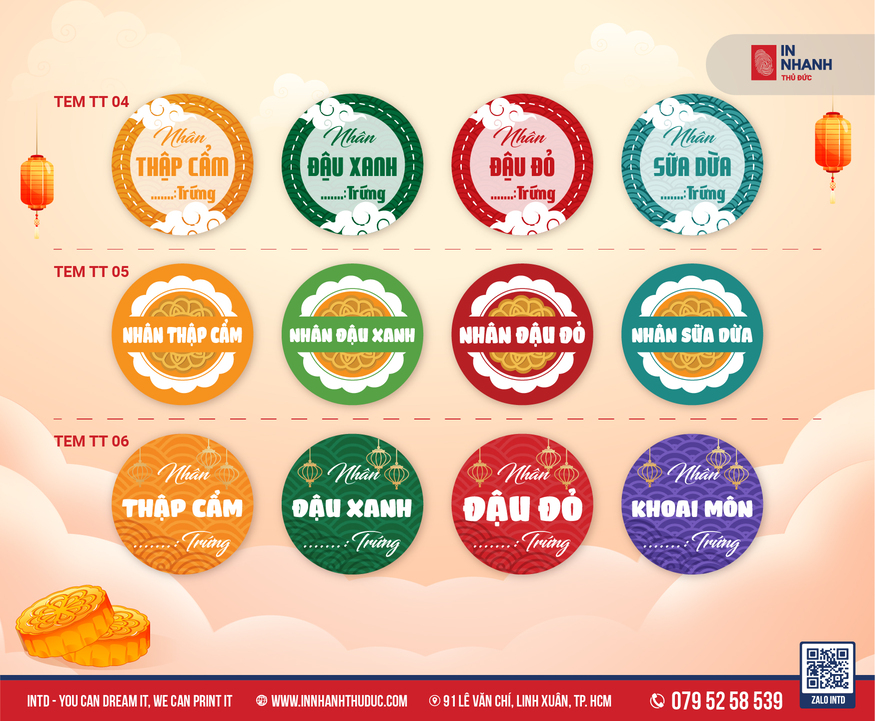 Tem tròn dán bánh Trung Thu