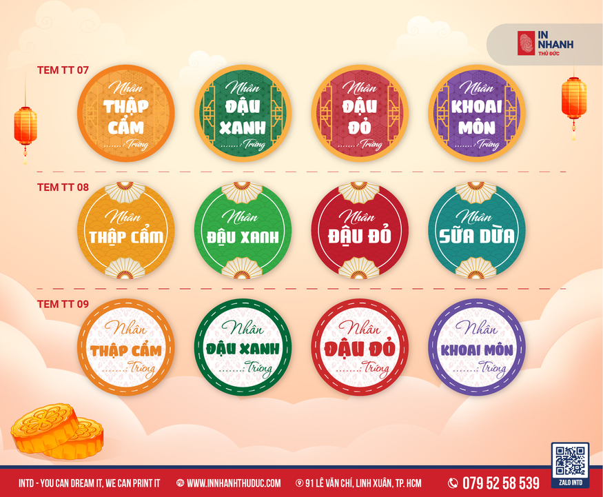 Tem tròn dán bánh Trung Thu