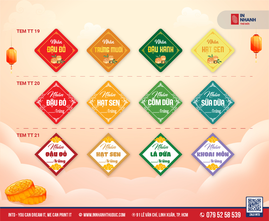 Tem hình thoi dán bánh Trung Thu