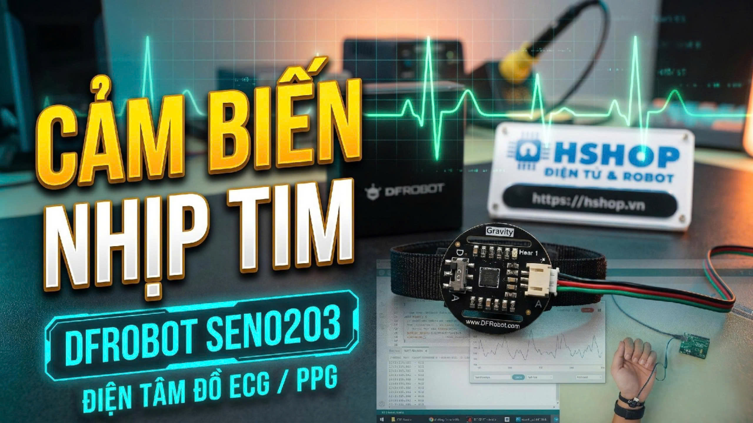 Cảm biến nhịp tim DFRobot Gravity: Analog/Digital PPG Heart Rate Sensor, SEN0203 | Hshop.vn