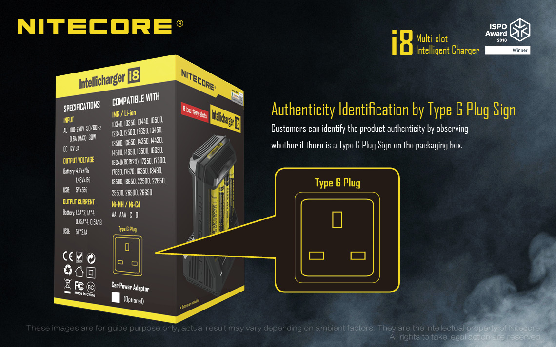 Bộ sạc pin đa năng NITECORE Battery Charger I8