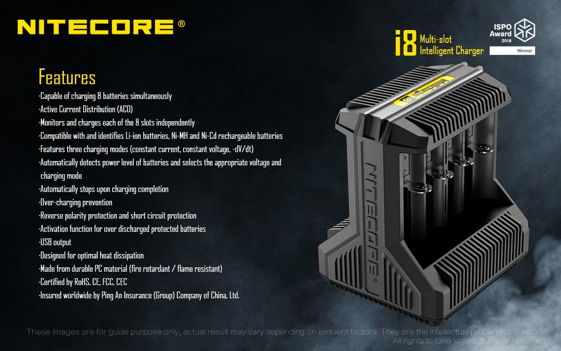 Bộ sạc pin đa năng NITECORE Battery Charger I8