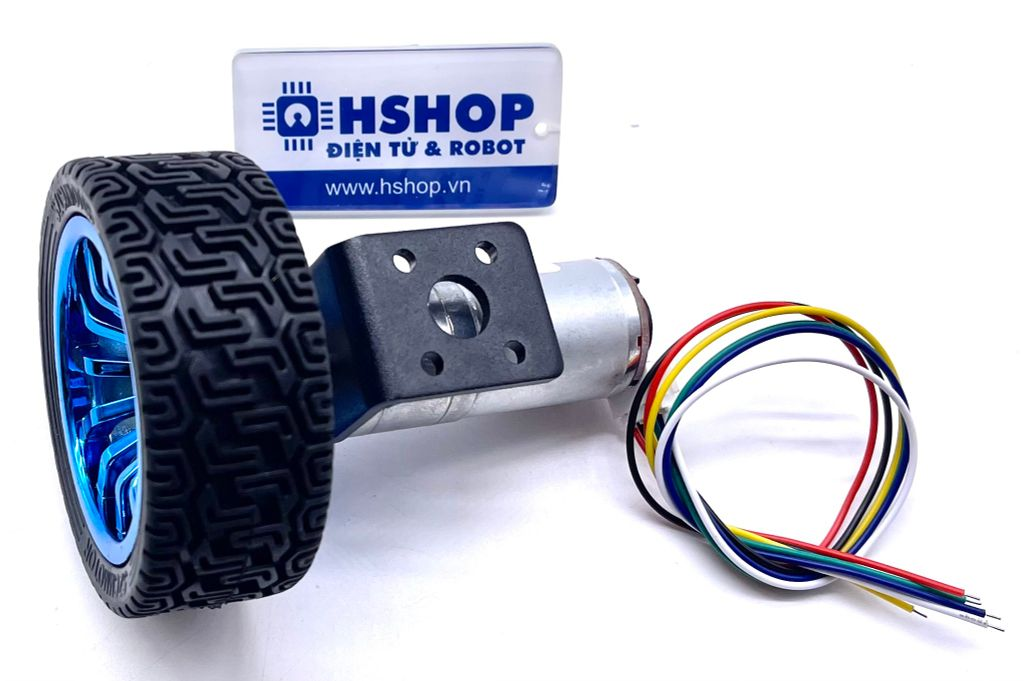 Bộ động Cơ DC Servo JGA25-370 kèm gá bắt và bánh xe V2 65mm