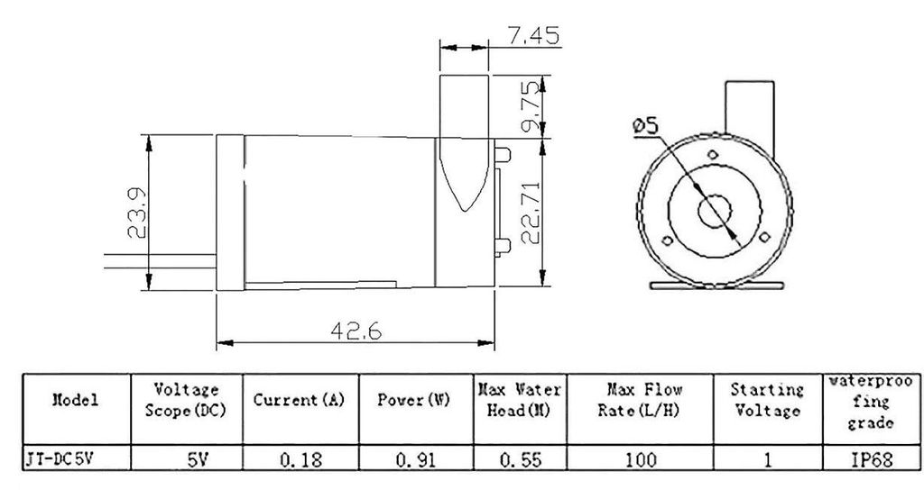 Động cơ bơm chìm Mini Water Pump 5VDC
