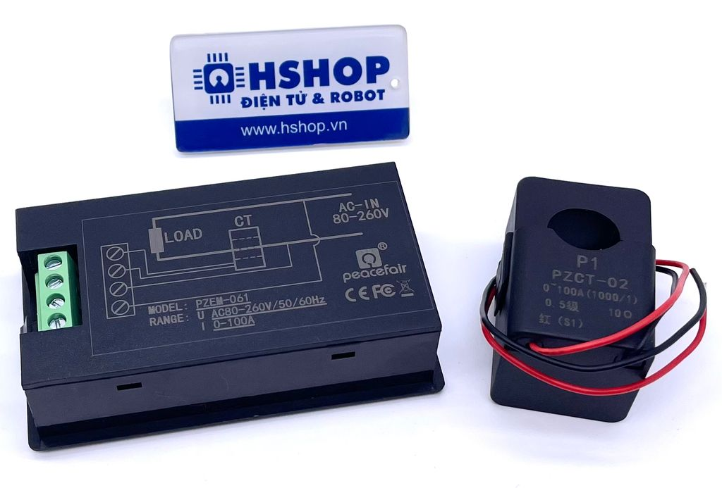 Đồng hồ đo Áp, dòng, công suất, năng lượng AC đa năng 100A PZEM-061