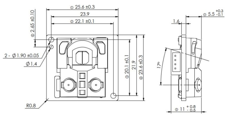 Cảm biến khoảng cách DFRobot YDLIDAR GS2 - Linear Array Solid State LiDAR Sensor (25-300mm)