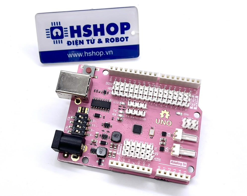 Mạch Uno Pro2M Pink with 2 x DC Motor Driver (Arduino Uno Compatible)
