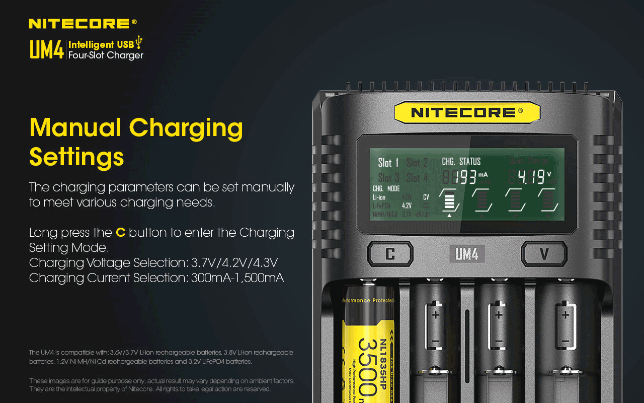 Bộ sạc pin đa năng NITECORE Battery Charger UM4