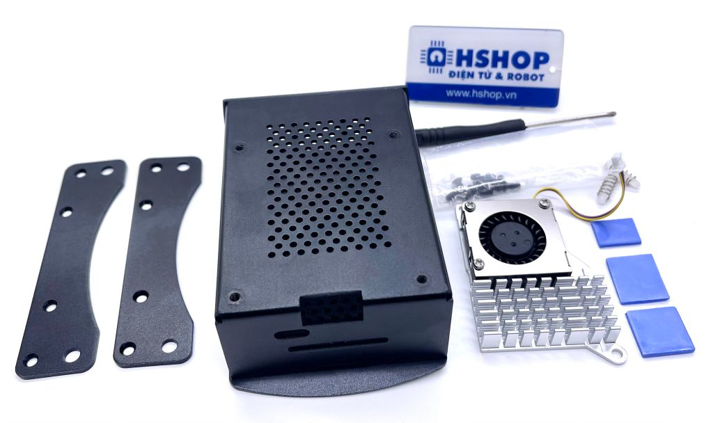 Vỏ Raspberry Pi 5 Wall Mount Metal Case with Aluminium Heatsink & PWM Fan V3